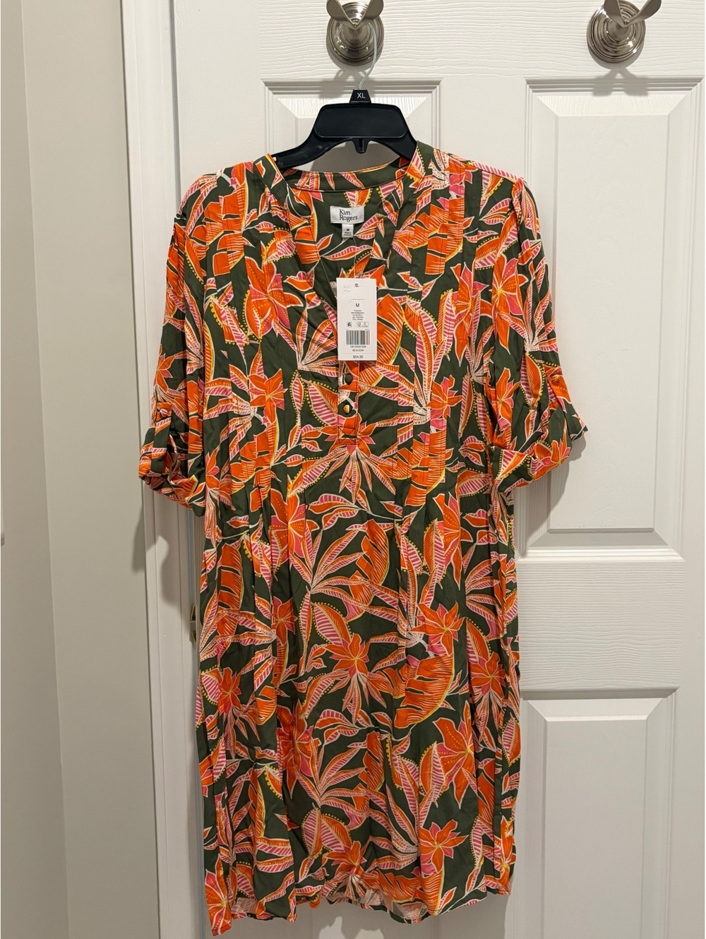 Kim Rogers NWT Orange tropical print short sleeve dress - M